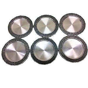 Royal Selangor Filigree Print Genuine Pewter Round Drink Coasters Set of 6
